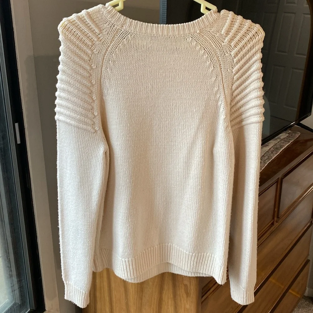 Milly Cream 3D-Stitch Beaded Sweater Small